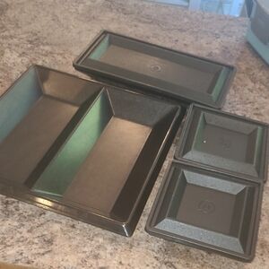 Vintage Tupperware Black Serveware Set